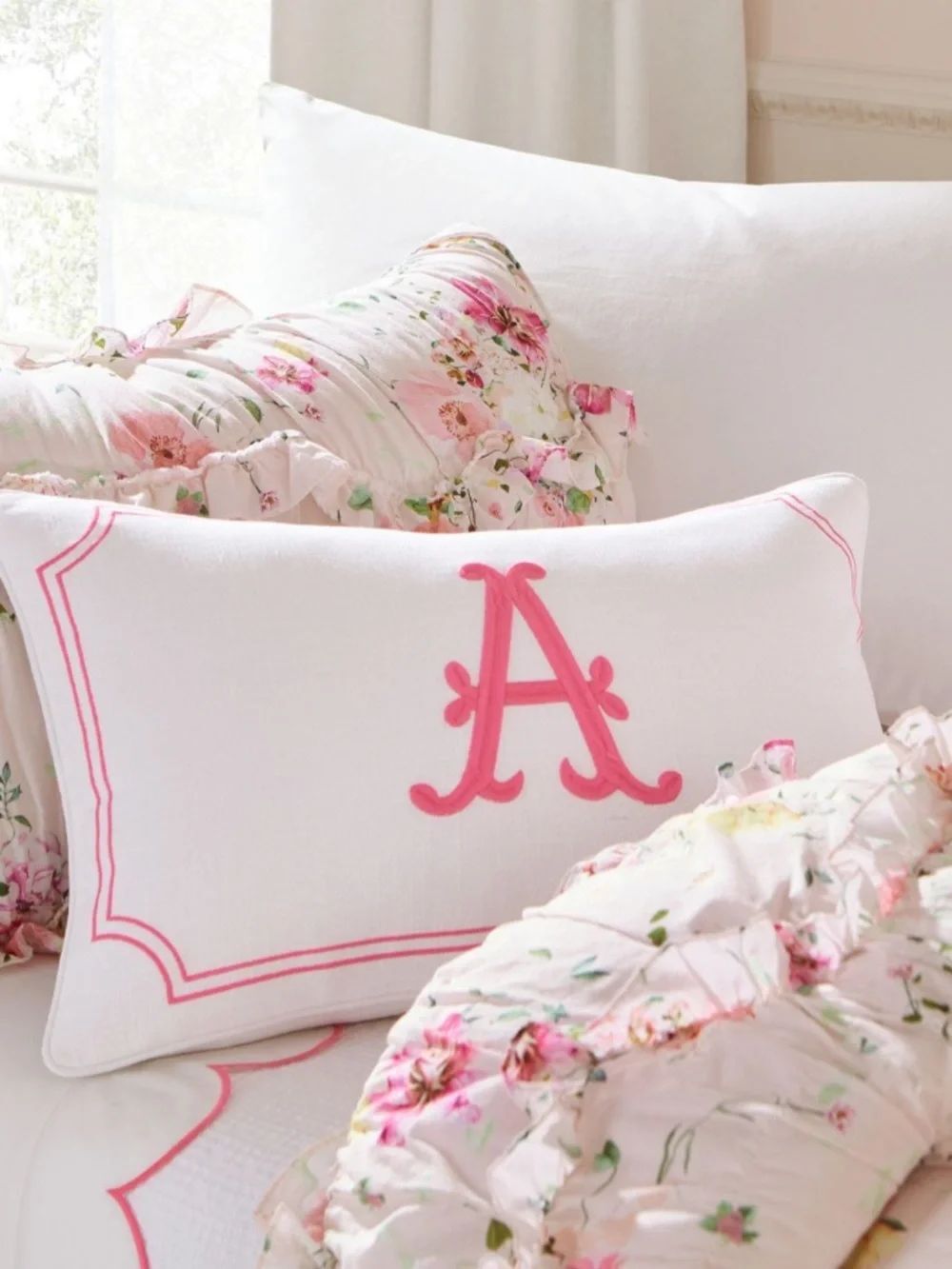 Monique Lhuillier x Pottery Barn Kids Personalized Pillow Cover “A” NWT
